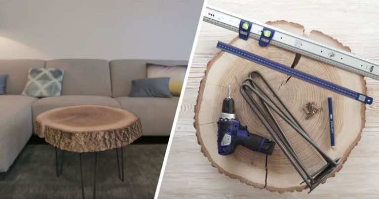 Stolik kawowy do salonu z plastrów drewna – zobacz jak go zrobić!