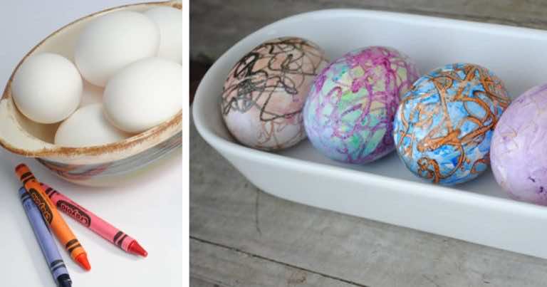 Pisanki zrobione kredkami świecowymi. Pomysł, który wykonasz z dziećmi.