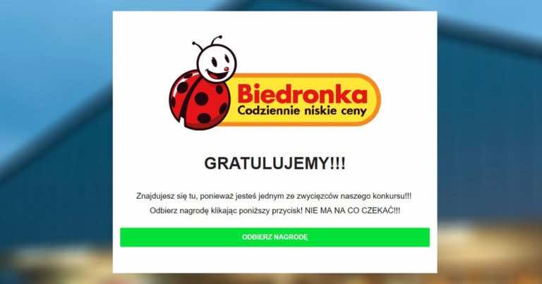 Uważajcie na oszustów dających bony do Biedronki! Sklep nie ma z tym nic wspólnego, a Wasze konto może zostać zhackowane.