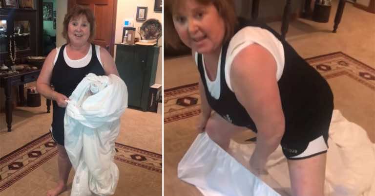 Pokazała genialną metodę na składanie prześcieradła.