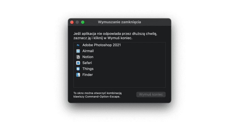 Jak wymusić koniec aplikacji w macOS