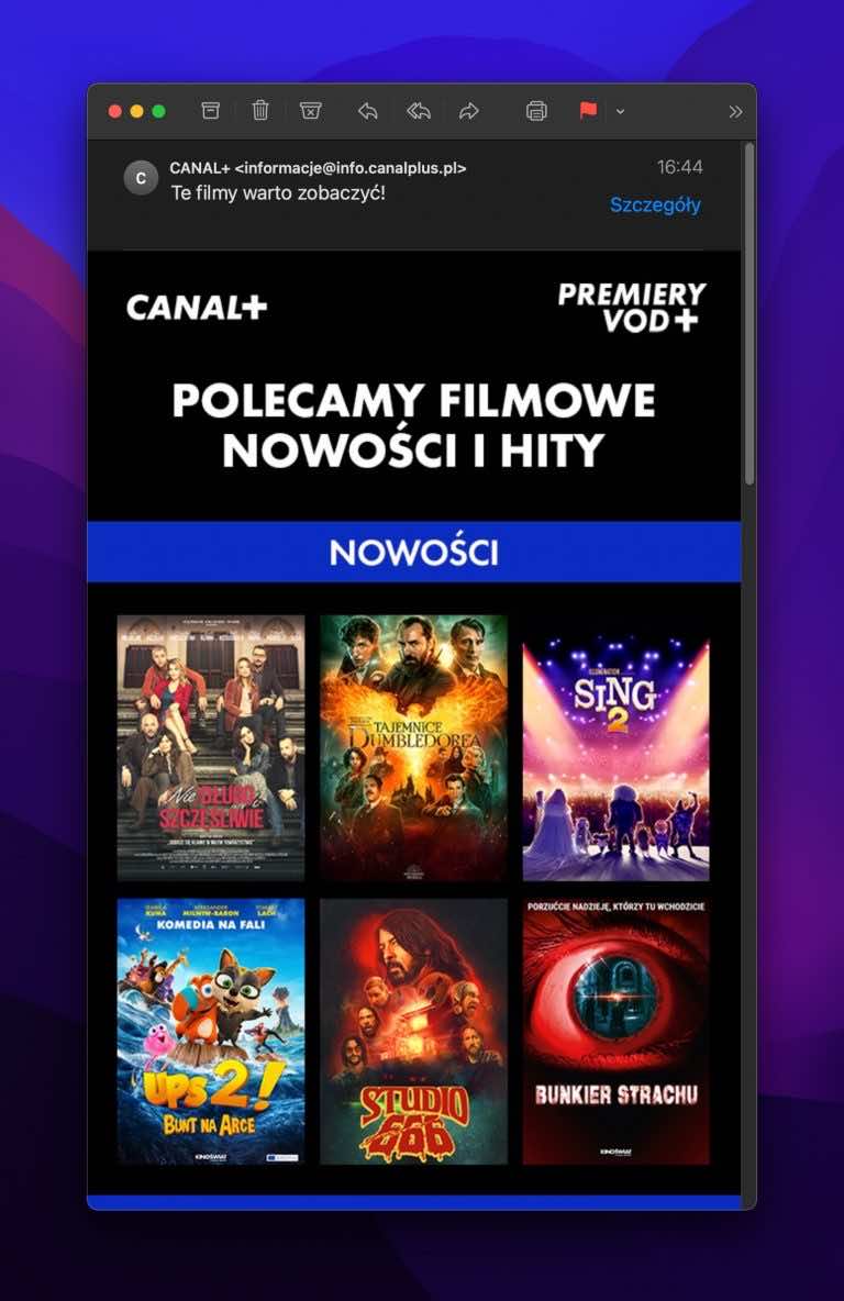 Co zrobić, aby nie otrzymywać wiadomości z CANAL+ o filmach, które warto zobaczyć?