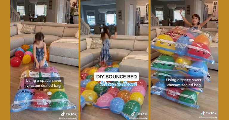 Genialne materace do skakania z balonów i worków do przechowywania ubrań