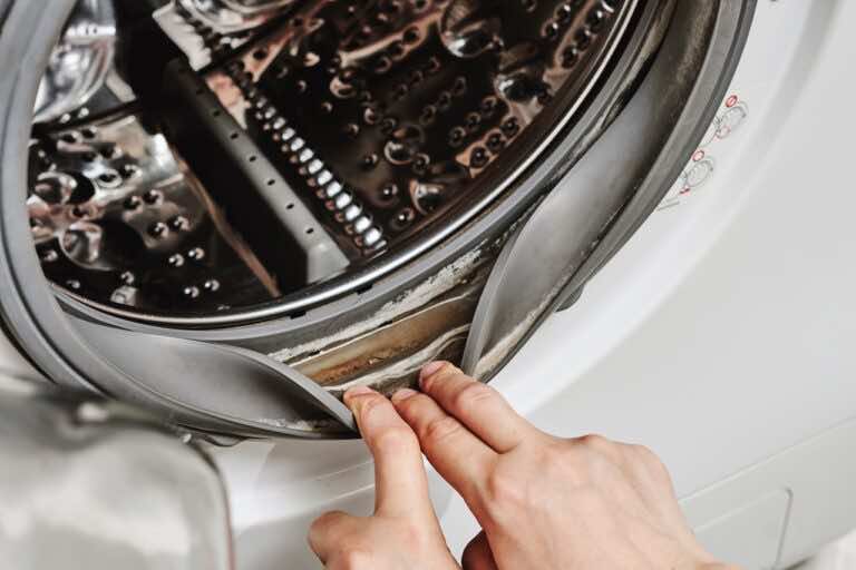 Otwórz drzwiczki pralki i włóż to pod uszczelkę. Będzie czysta jak nowa