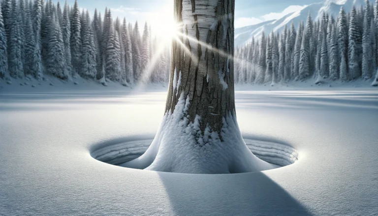 Dlaczego wokół pnia drzewa nie ma śniegu? Lasy Państwowe tłumaczą.